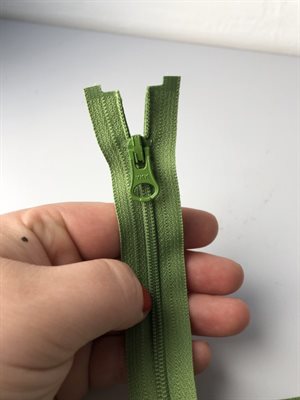 Spiral lynlås - æblegrøn og delbar, 34 cm